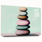 Acrylic print of a large abstract wall art featuring close-up nature elements in muted green and brown tones.