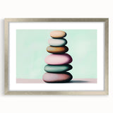 Textured abstract art print featuring close-up natural elements in muted earth tones, framed in silver.