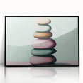 Large abstract wall art depicting nature elements in muted earth tones, framed in black acrylic.