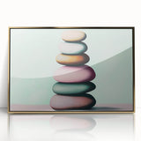 Large art print of a mid-century modernist nature scene in acrylic, framed in gold, ideal for nursery wall decor.