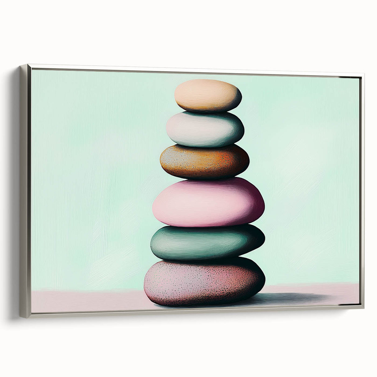 Framed canvas featuring a black and white vintage landscape art painting with vibrant color accents.