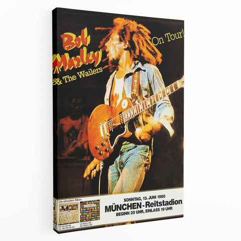 Vintage Bob Marley & The Wailers 1980 Concert Poster - Retro Music Art