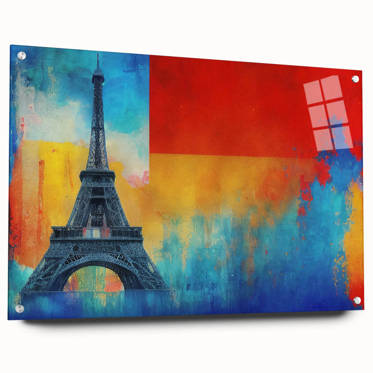 Acrylic print of Paris scenery with muted earth tones, ideal for dining room art.