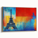 Framed canvas depicting a vintage Paris landscape in black and gold tones, ideal for bedroom wall art.