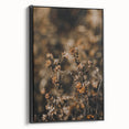 Black and white framed canvas featuring a vintage landscape painting of autumn trees, ideal for bedroom decor.