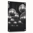 Winter-themed large abstract wall art in muted gray and blue tones on acrylic glass.