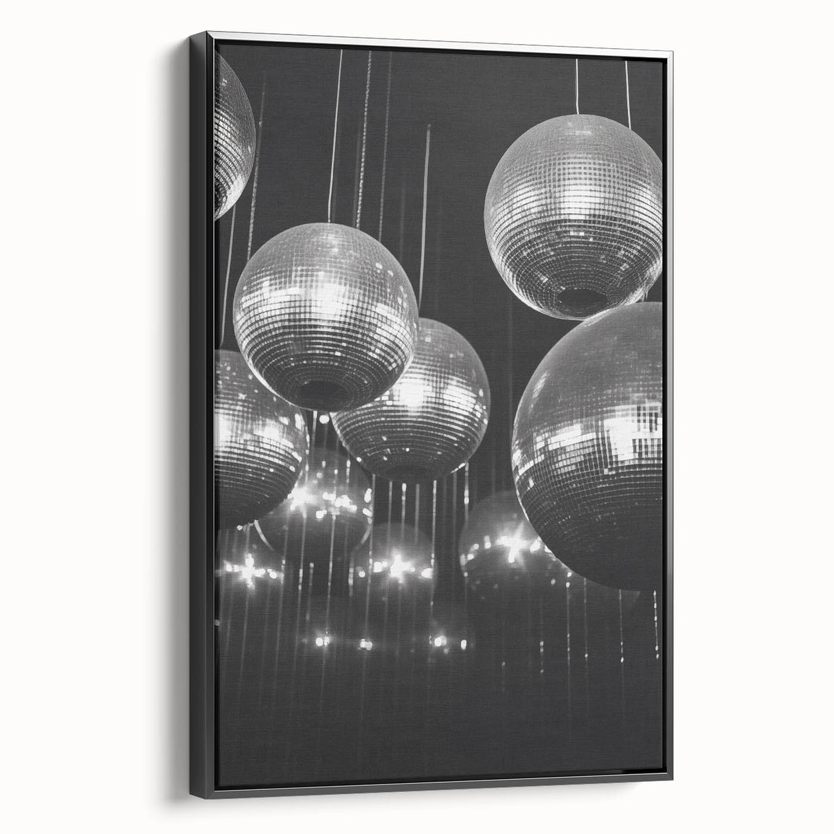 Framed canvas featuring a black and white winter landscape, ideal for bedroom wall decor.