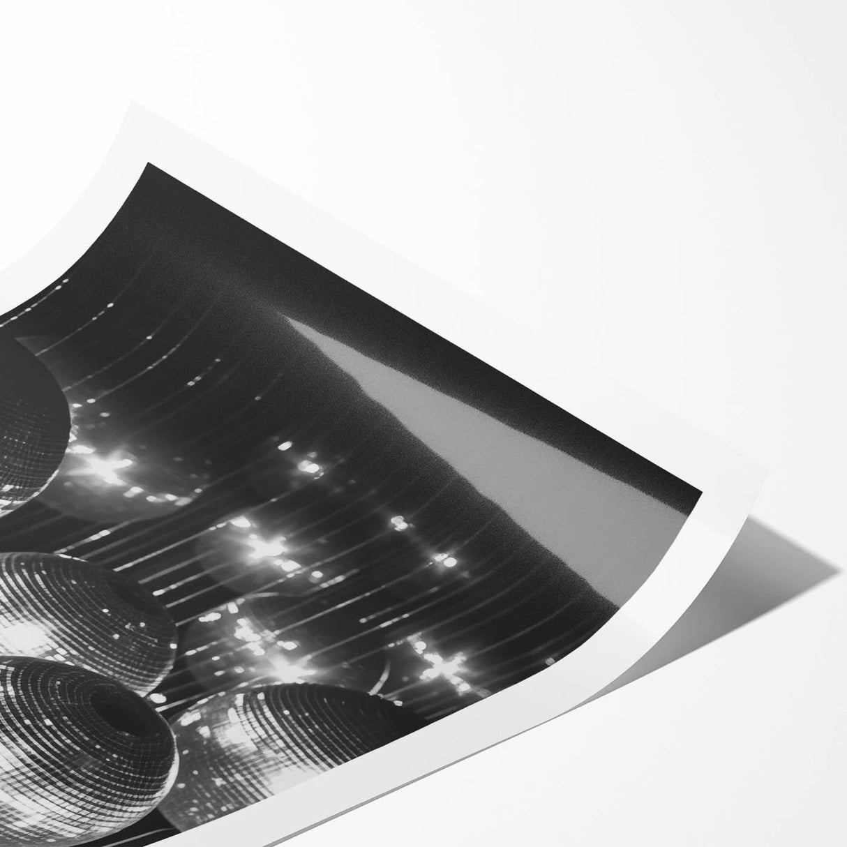 Extra large wall art featuring black and white line art flowers on a rolled print, suited for large living room decor.