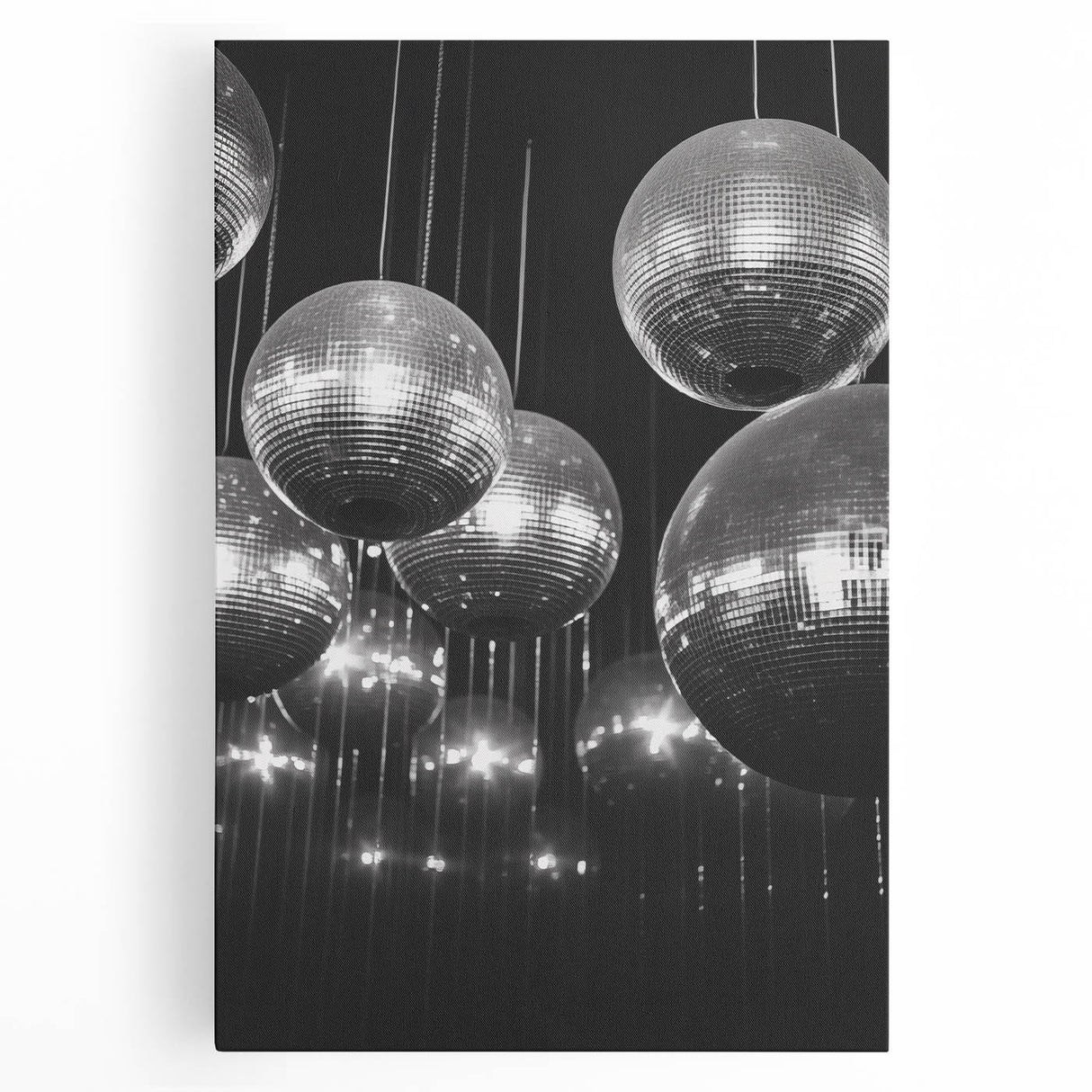 Winter tree scene in black and white on large stretched canvas, ideal for kitchen wall art.