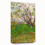 Acrylic print of a Van Gogh-inspired abstract, featuring a swirl of vibrant blues and yellows.