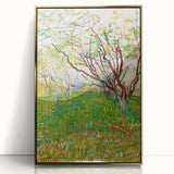 Large acrylic print of Van Gogh-inspired art in gold frame, featuring bold colors, ideal for modern art wall decor.