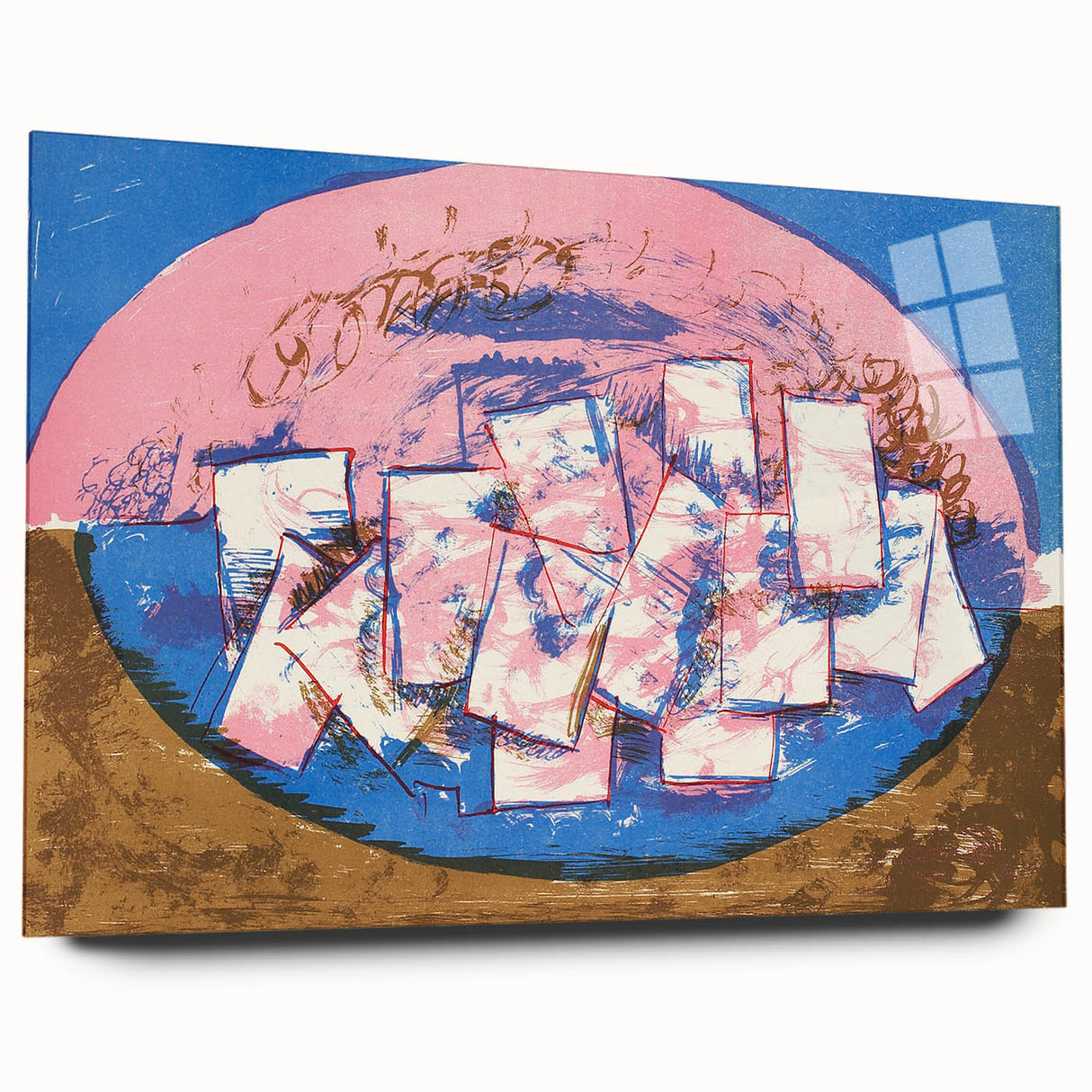 Modern Wall Art: Abstract Elliptical Design in Blue, Pink, and Brown