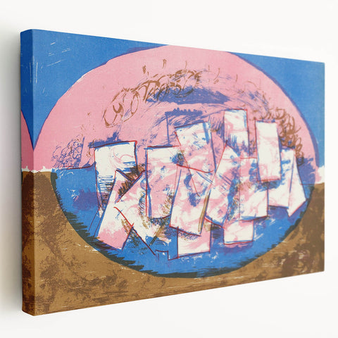 Modern Wall Art: Abstract Elliptical Design in Blue, Pink, and Brown