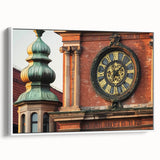 Framed canvas artwork showcasing a serene landscape with a majestic castle, featuring vibrant colors and intricate details, set against a white frame for an elegant display.