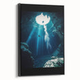 Framed canvas artwork showcasing a stunning landscape of caves, featuring rich earthy tones and intricate details, perfect for enhancing home decor and creating a serene atmosphere.