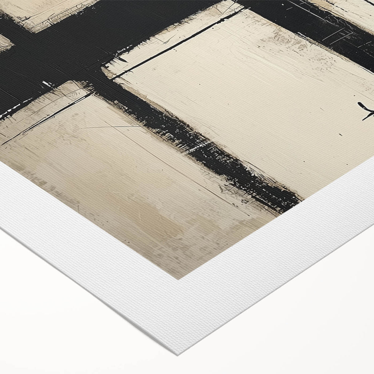 Framed Bedroom Art – Abstract Canvas Print in Beige & Dark Gray