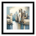 Abstract architecture wall art framed with a black mat, showcasing geometric shapes and lines in a modern design, perfect for contemporary home decor.