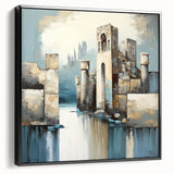 Framed abstract architecture wall art in black, showcasing geometric patterns and modern design. Perfect for contemporary home decor, emphasizing sleek aesthetics.