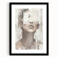 Abstract figurative wall art framed in black with a white mat, showcasing colorful geometric shapes. Ideal for modern home decor, adding a vibrant touch to living spaces.