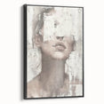 Framed abstract figurative wall art in black with a sleek side view showcasing modern design elements, perfect for contemporary interior decor.
