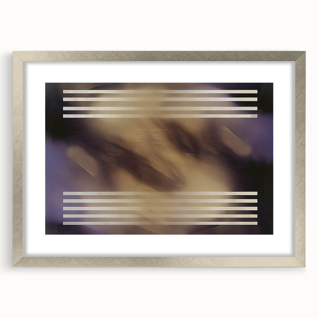 Abstract geometric frame in silver finish, showcasing a modern design with a matte texture, ideal for enhancing contemporary decor and artwork presentation.