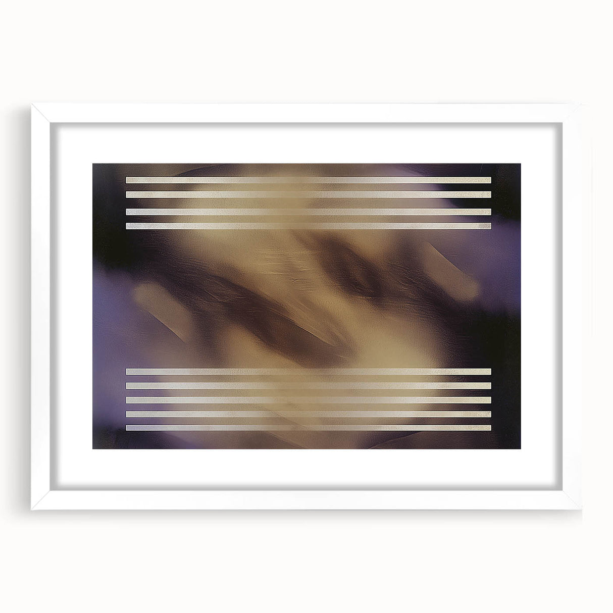 Abstract geometric frame with a white mat, showcasing a modern design featuring sharp angles and lines, ideal for contemporary home decor or art display.