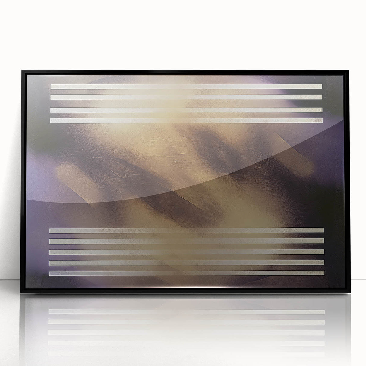 Black framed acrylic artwork featuring an abstract geometric design, showcasing sharp lines and vibrant colors, perfect for modern home decor.
