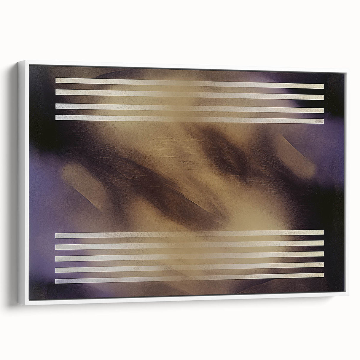 Framed abstract geometric canvas artwork showcasing a modern design with white accents and sharp angles, perfect for contemporary home decor.