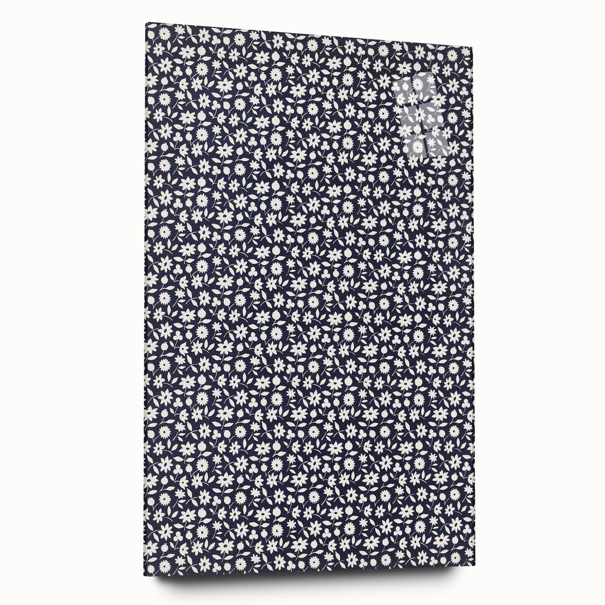 Elegant Art Deco Floral Pattern - White Flowers on Deep Navy Background