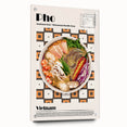 Acrylic glass print of various food dishes in a realistic style, ideal for dining room decor.