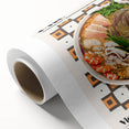 Art Deco poster of assorted food dishes in pastel colors on rolled canvas.