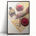 Large abstract wall art featuring mid-century modernist style in vibrant, contrasting colors on a framed acrylic panel.