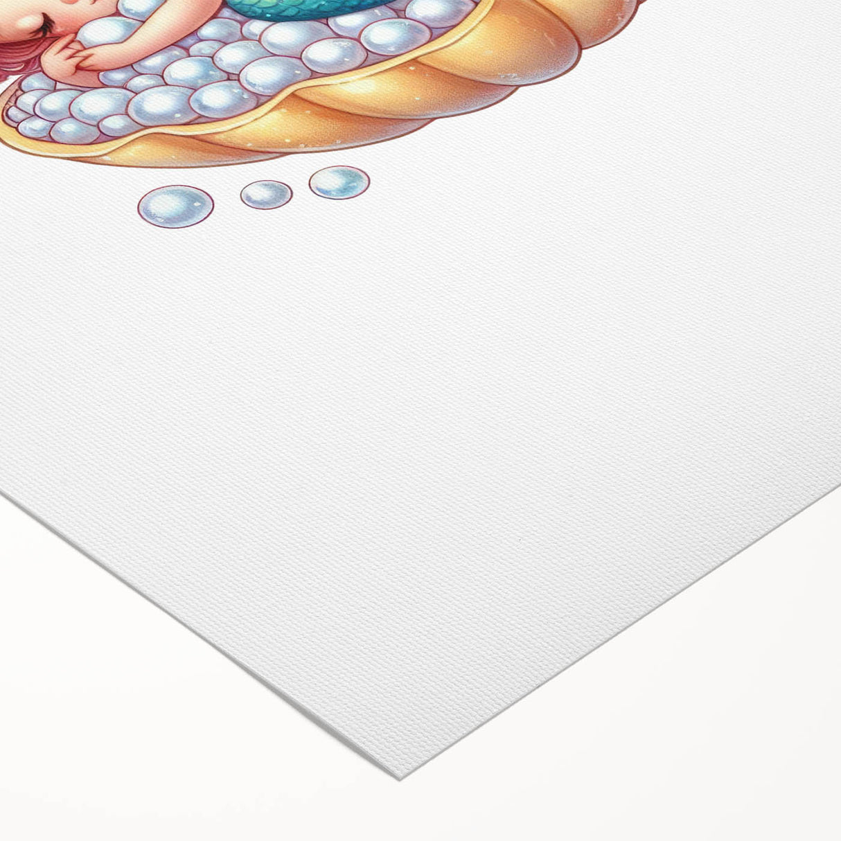 Girls Room Wall Art - Sleeping Mermaid in Seashell Kids Decor