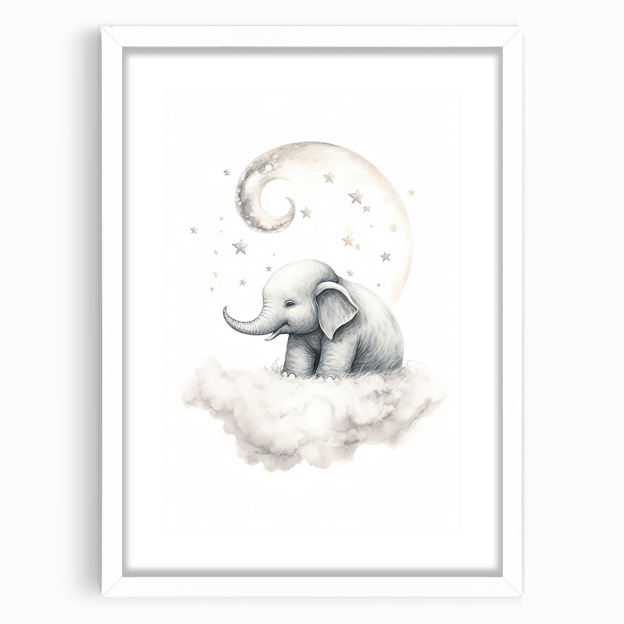 Children’s Wall Art Prints – Elephant Moon Stretched Canvas