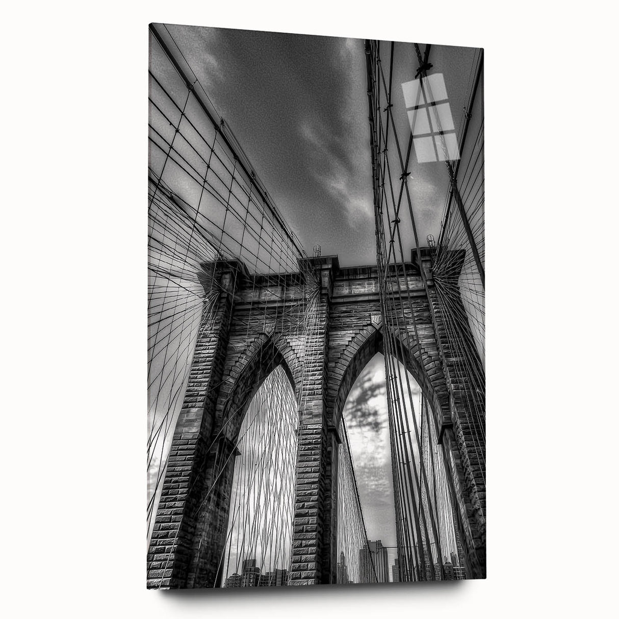 Acrylic glass landscape artwork featuring a modern bridge design in a side view, showcasing vibrant colors and intricate details, ideal for contemporary home decor.
