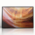 Framed acrylic artwork showcasing a stunning landscape of canyons with vibrant colors, set in a sleek black frame, perfect for modern home decor.