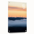 Vibrant acrylic landscape artwork depicting a serene countryside scene, displayed in a glass frame with decorative pins, ideal for enhancing home decor.