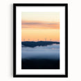 Black framed landscape artwork showcasing a serene countryside scene with lush greenery and rolling hills, ideal for home decor and interior design enhancement.