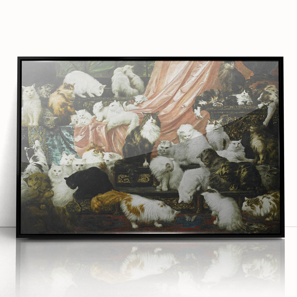 Modern Wall Art: Charming Cat Scene in Elegant Victorian Style
