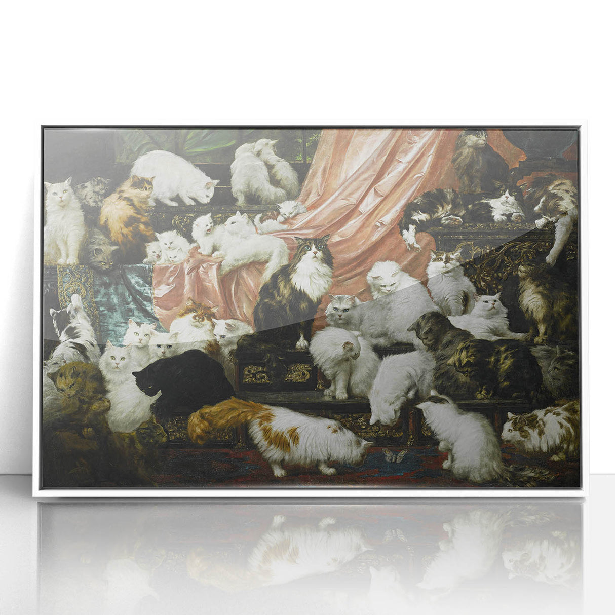 Modern Wall Art: Charming Cat Scene in Elegant Victorian Style