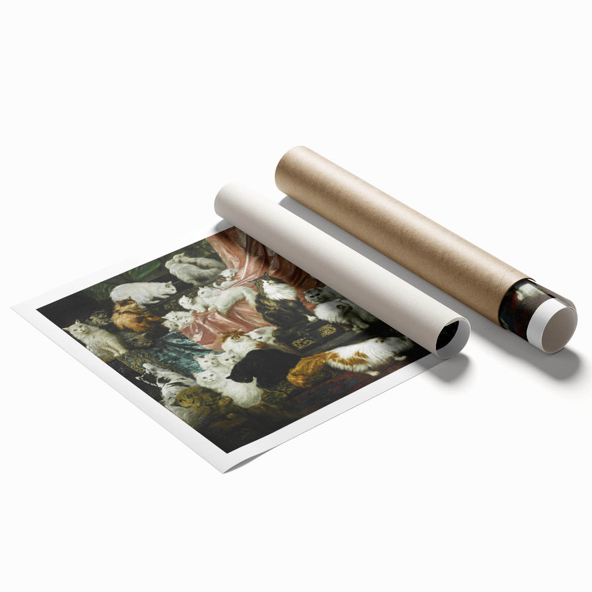 Modern Wall Art: Charming Cat Scene in Elegant Victorian Style