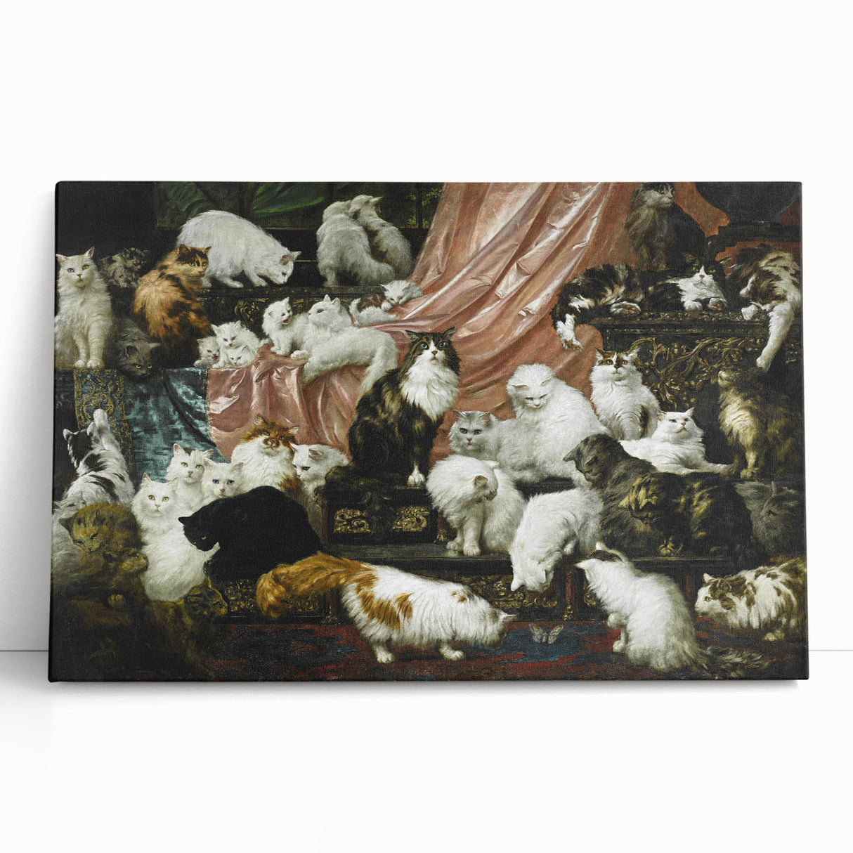 Modern Wall Art: Charming Cat Scene in Elegant Victorian Style