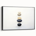 Black and white landscape art painting on framed canvas, depicting serene nature elements, ideal for bedroom wall decor.