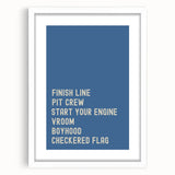 Race Track Words Wall Art - Boys Room Wall Art Kids Wall Art Prints