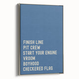 Race Track Words Wall Art - Boys Room Wall Art Kids Wall Art Prints