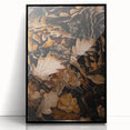Large abstract wall art featuring autumnal shades on a framed acrylic print, suitable for modern living room decor.