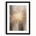 Extra large abstract art print with textured, colorful art depicting winter, in a black frame, ideal for living room decor.