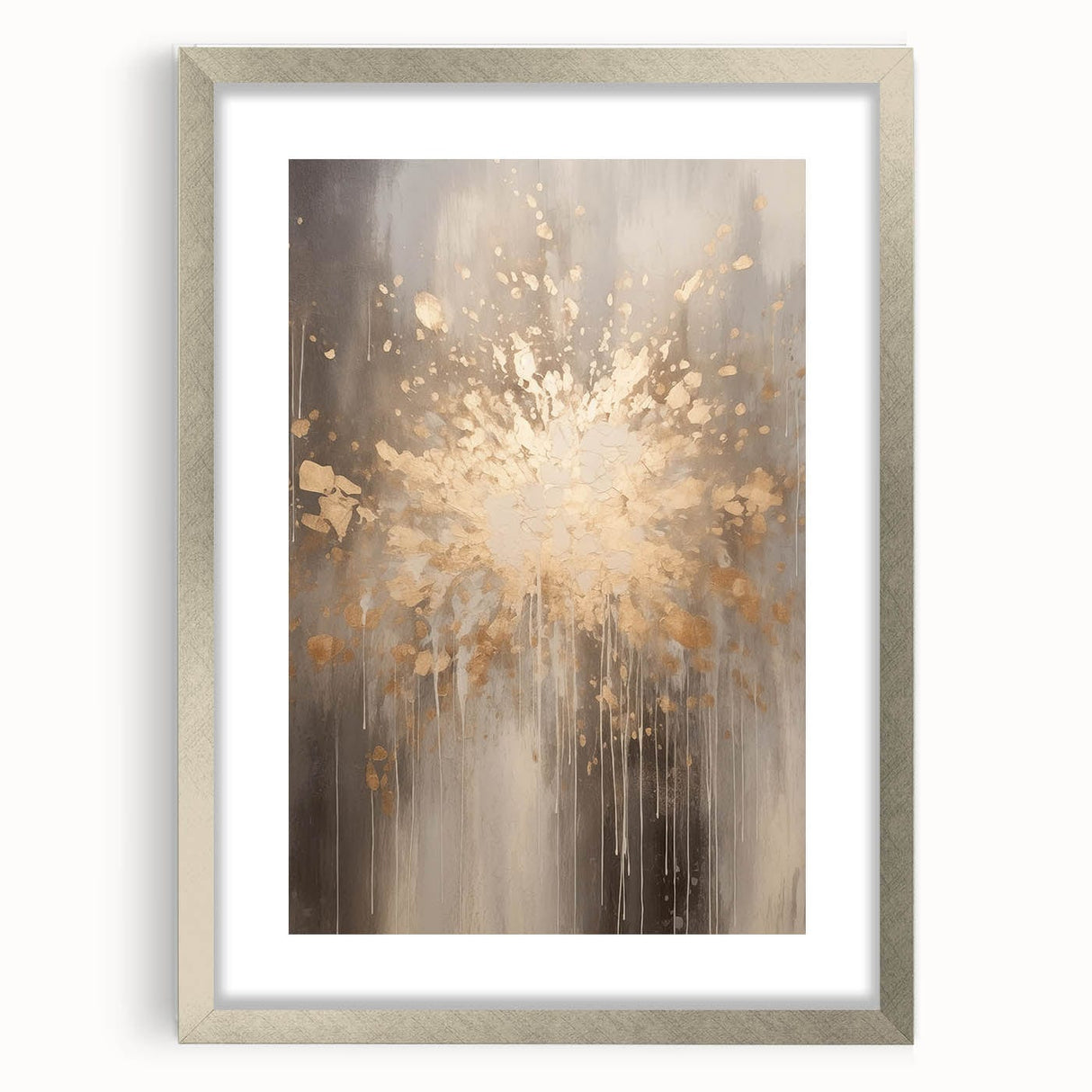 Textured abstract art print in cool blue and white tones, framed in silver, ideal for modern bedroom decor.