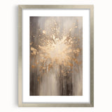 Textured abstract art print in cool blue and white tones, framed in silver, ideal for modern bedroom decor.