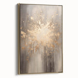 Winter landscape painting on framed canvas, featuring muted blue and white tones, ideal for bedroom wall art.